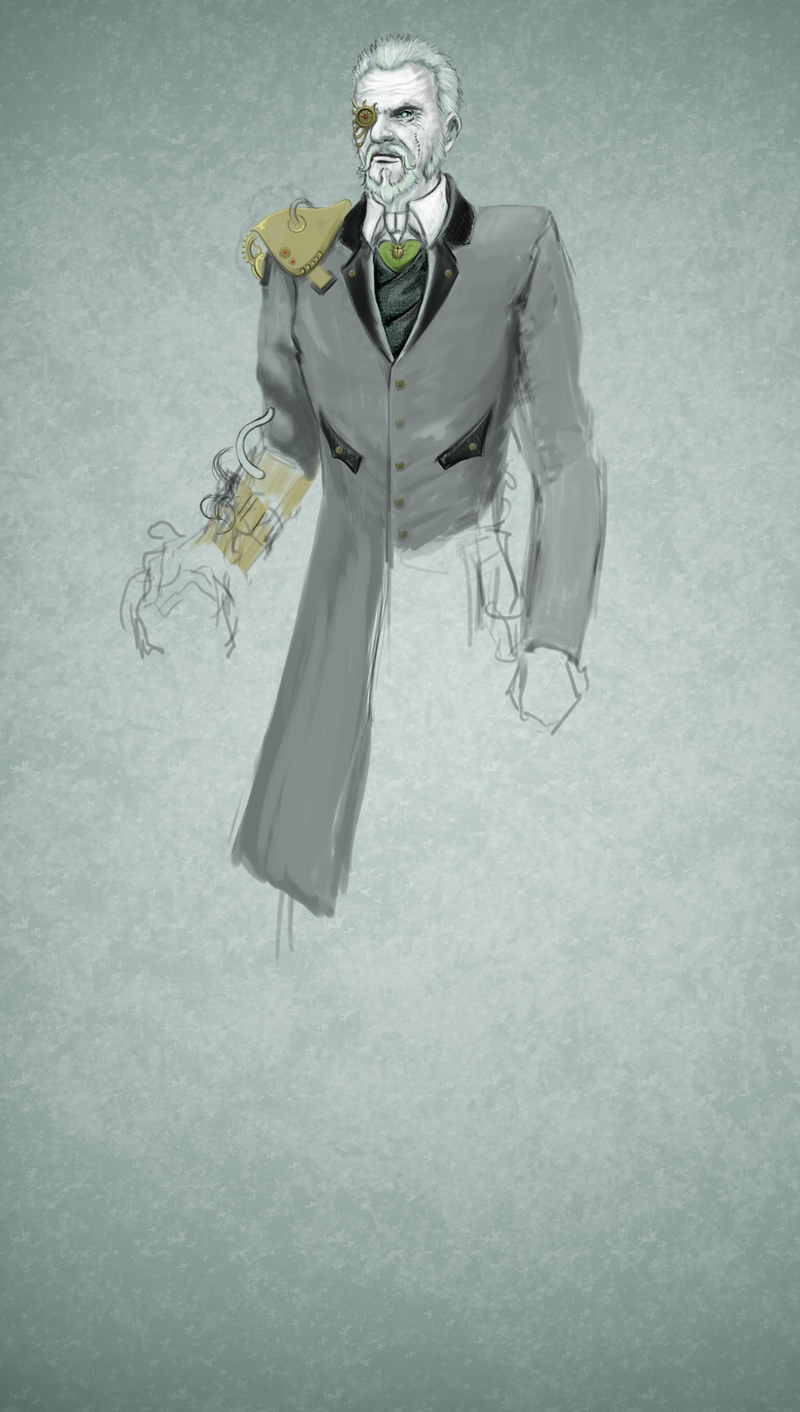 Illustration for article titled Malcolm McDowell straps on a steampunk eyepatch for Cowboys & Engines